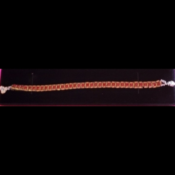 Handcrafted 7" Princess Kate Red Rhinestone Bracelet - Picture 3 of 7